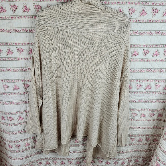 Free People Open Front Cardigan Sweater Knit Pockets Long Sleeve Beige XS/S - Picture 4 of 5